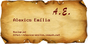 Alexics Emília névjegykártya